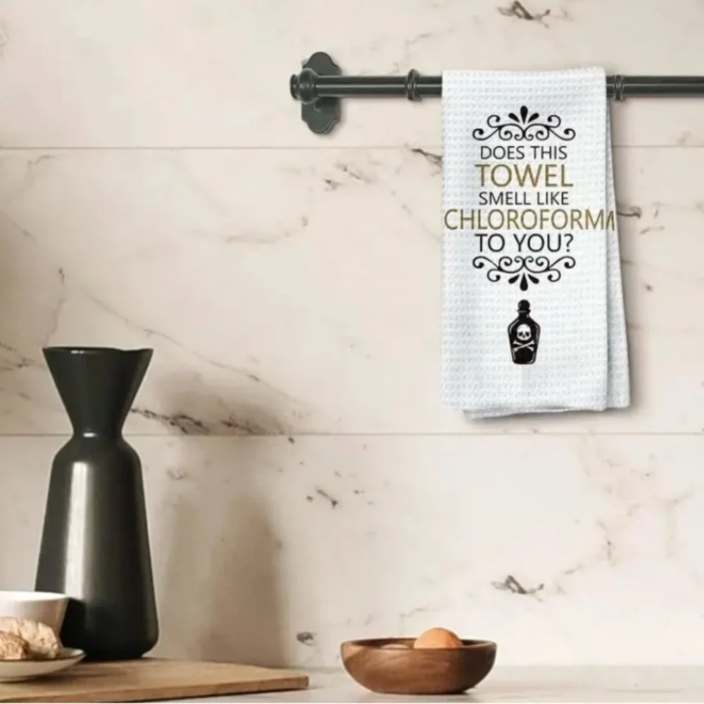 Humorous White and Black Kitchen Towel